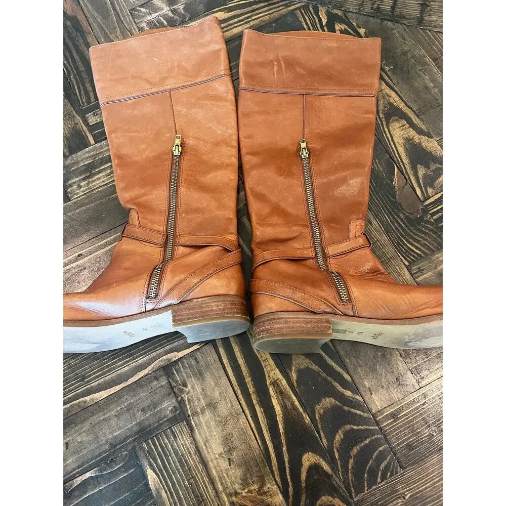 COACH MICHA CALF Women 8.5 CHESTNUT BROWN RIDING KNEE BOOTS LEATHER Preppy Fall